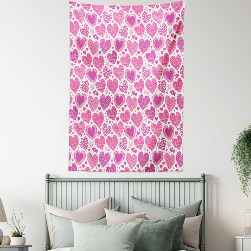 Pink Romantic Motifs Tapestry