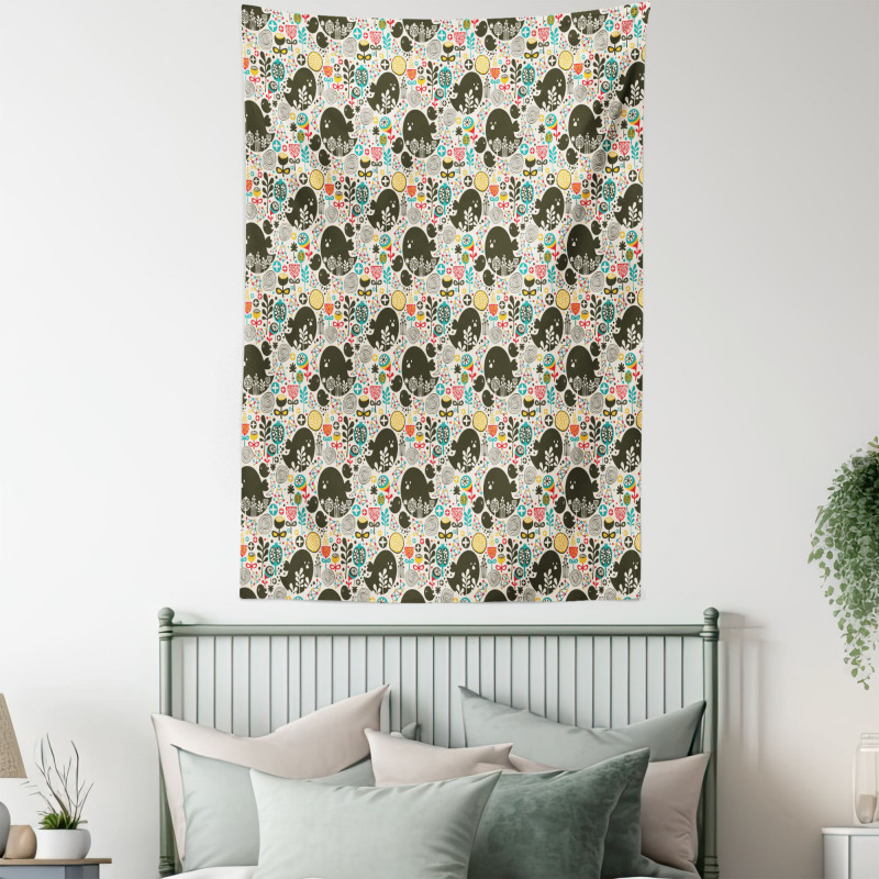 Birds Flowers Shapes Tapestry