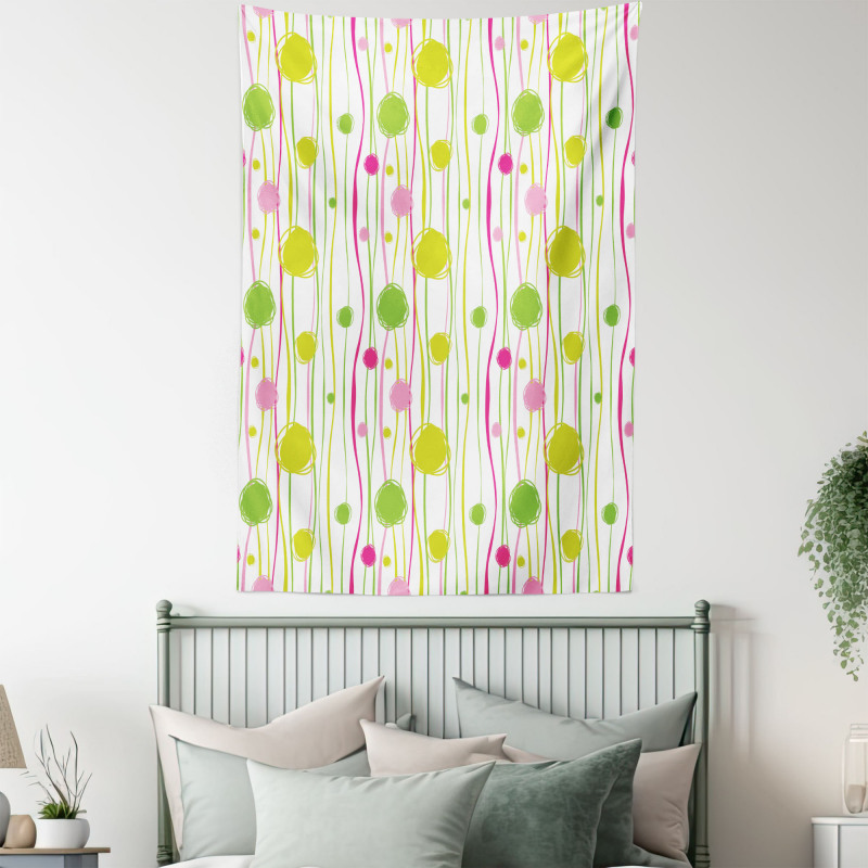 Doodle Stripes Dots Tapestry