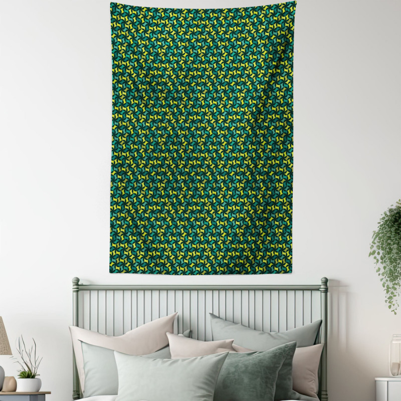 Green Toned Shapes Tapestry