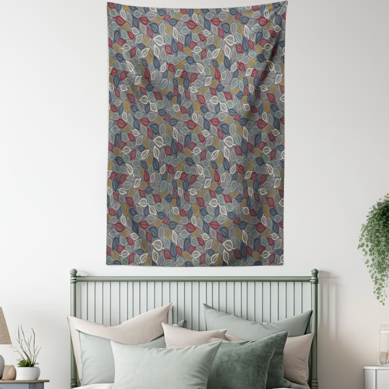 Faded Toned Leaves Art Tapestry