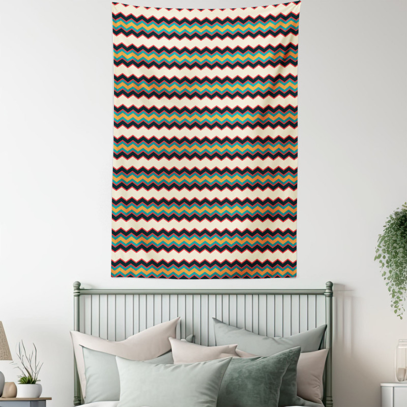 Retro Zig Zag Borders Tapestry