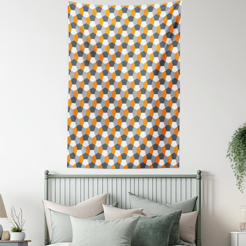 Modern Hexagonal Tile Tapestry