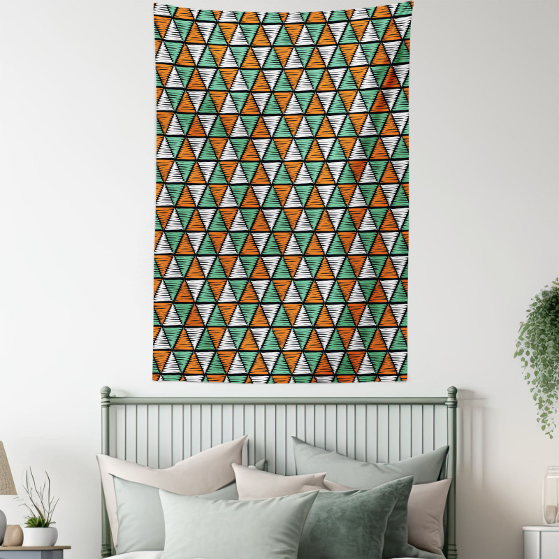 Doodle Style Line Design Tapestry