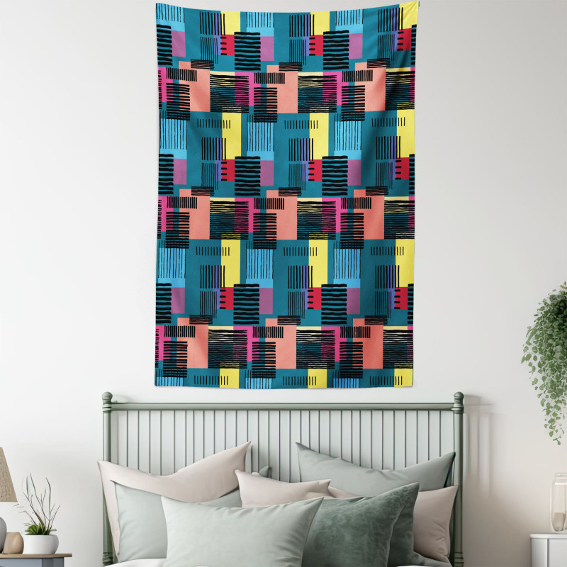 Vintage Geometric Shapes Tapestry