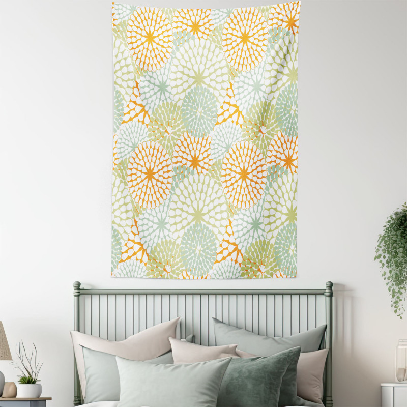 Abstract Retro Flowers Tapestry