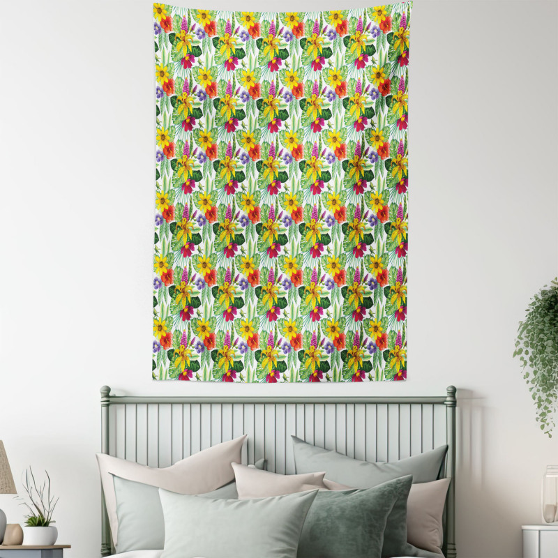 Lily Hibiscus Monstera Tapestry
