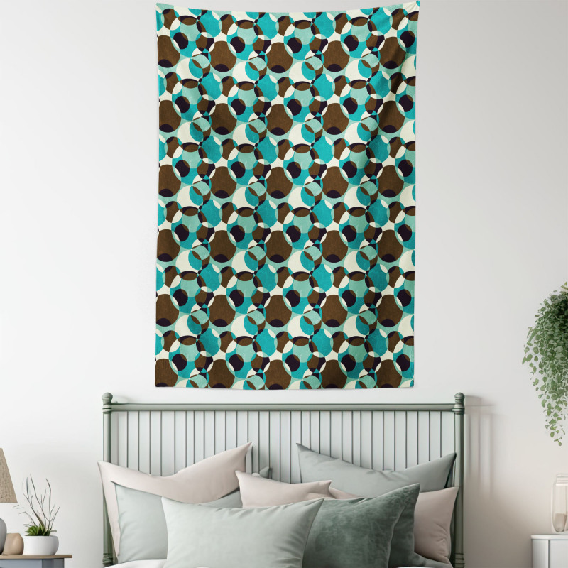 Grungy Geometric Circles Tapestry