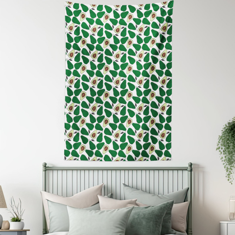 Doodle Avocado Slices Tapestry
