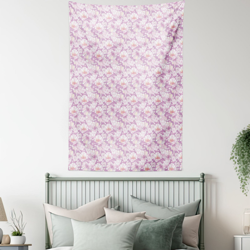 Pastel Flower Blooms Tapestry