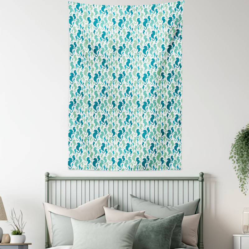 Silhouette Sea Horse Tapestry