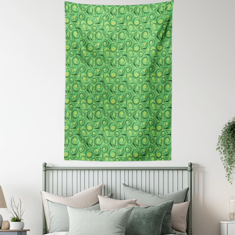 Floral Swirling Lines Tapestry