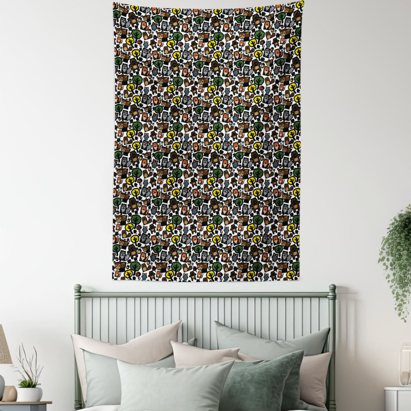 Bear Deer and Foxes Tapestry