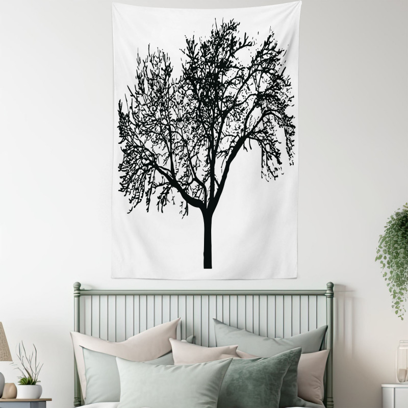 Bare Branches Silhouette Art Tapestry