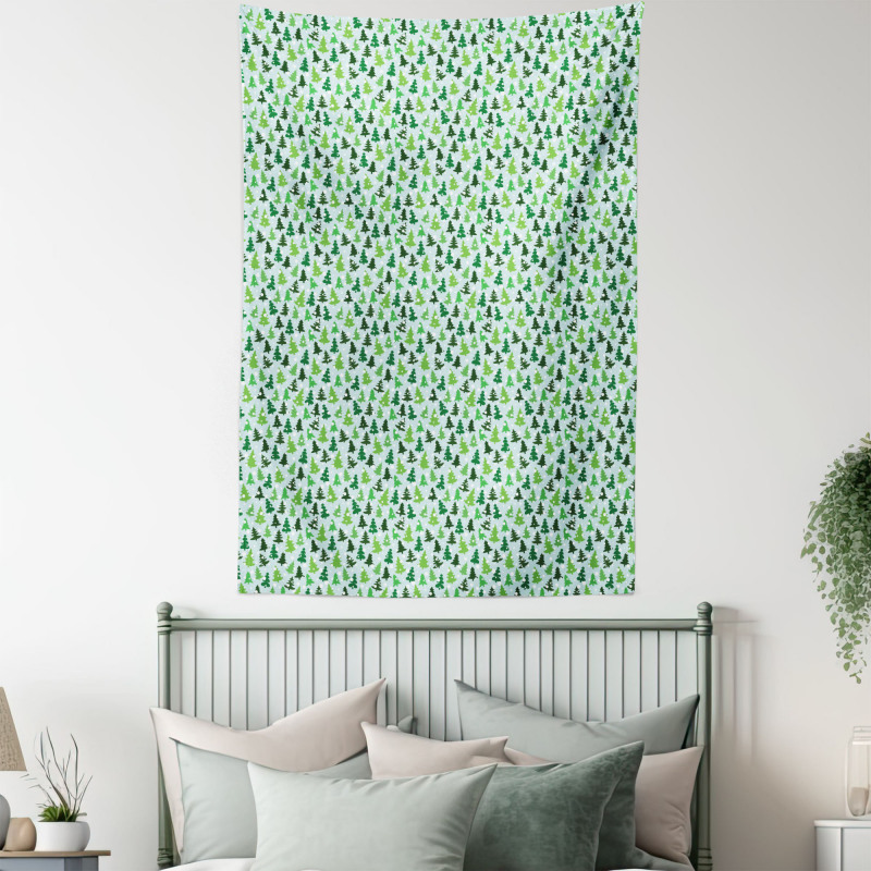 Green Silhouettes Tapestry