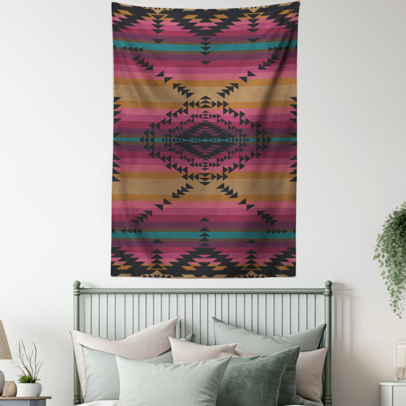 Colorful Stripes Triangles Tapestry