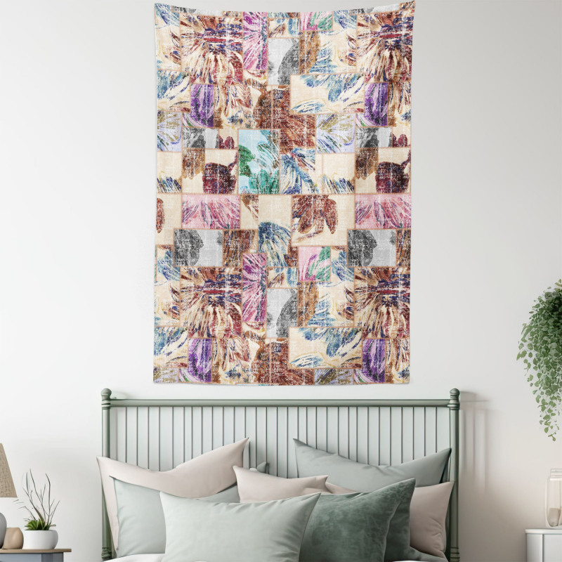 Grunge Abstract Floral Art Tapestry