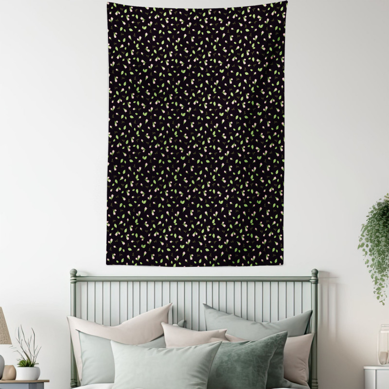 Rosebuds with Stems and Leaves Tapestry