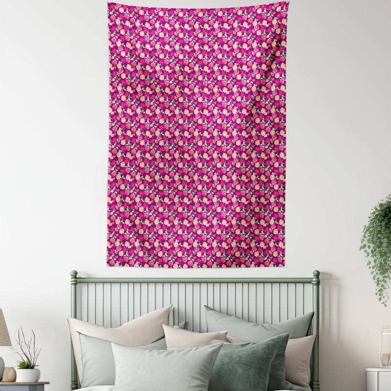 Blossoming Romantic Flowers Tapestry
