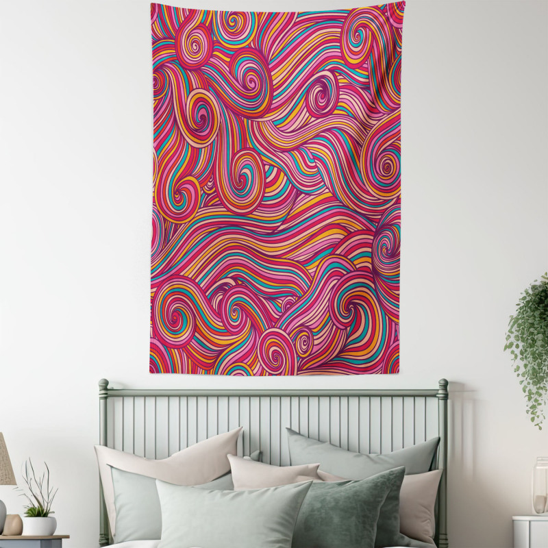 Colorful Vibrant Waves Tapestry