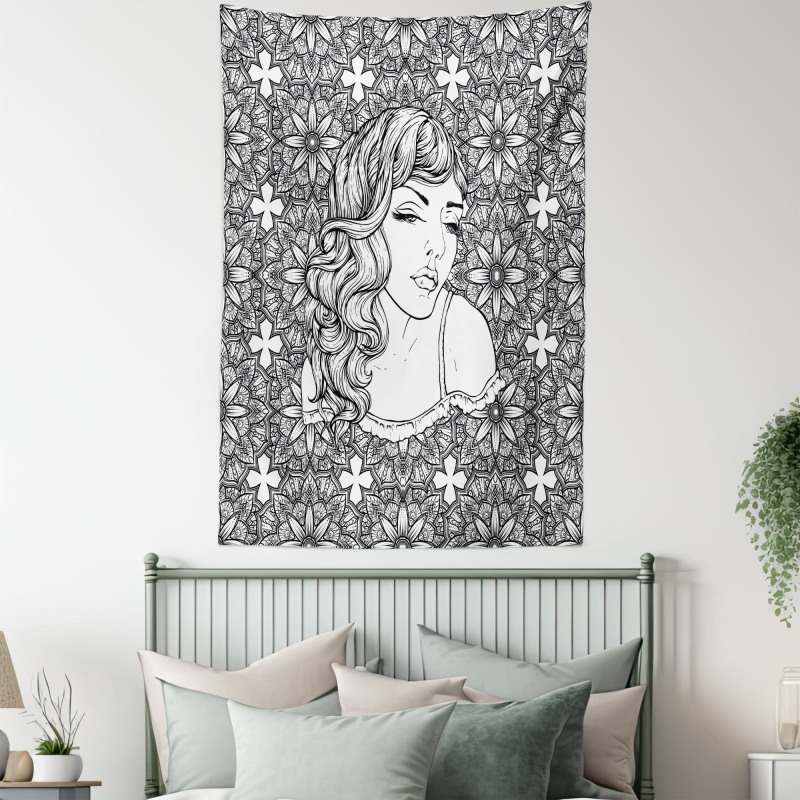 Young Lady with Wavy Hair Tapestry