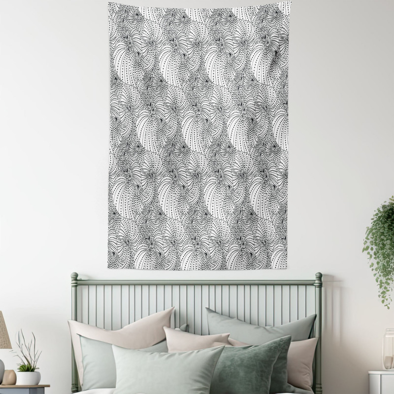 Curvy Hypnotic Lines Dots Tapestry