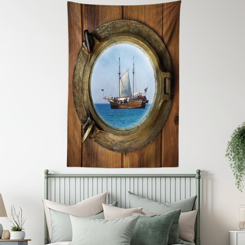 Ship Window with Cruise Tapestry