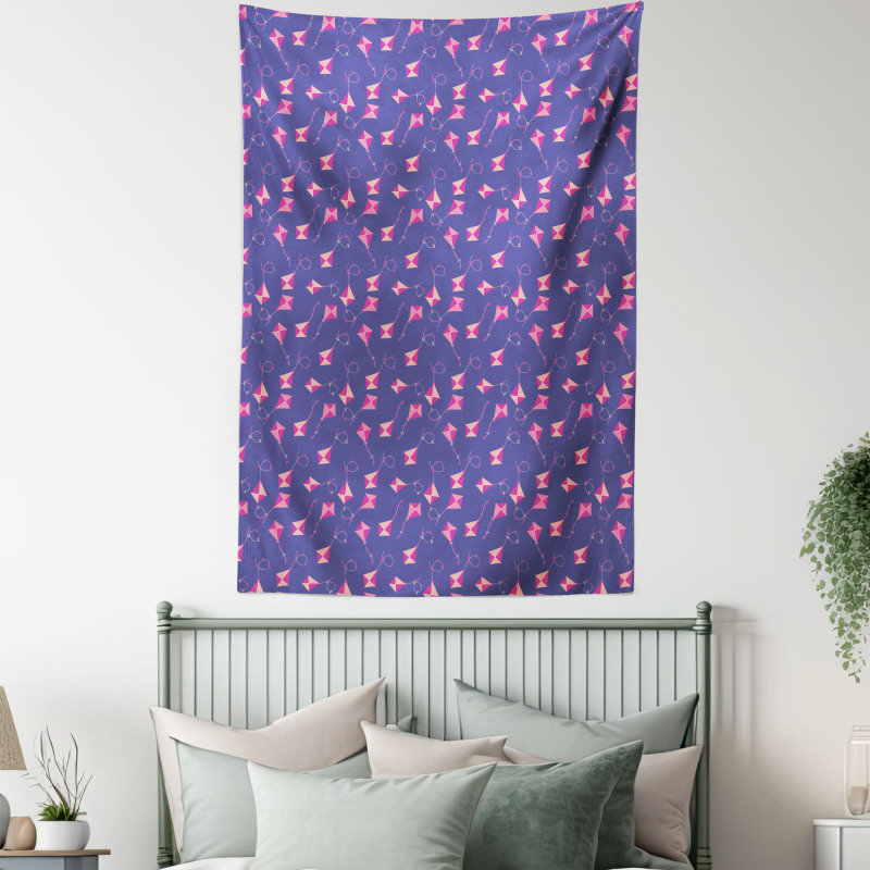 Pink Tone Kite Pattern Summer Tapestry
