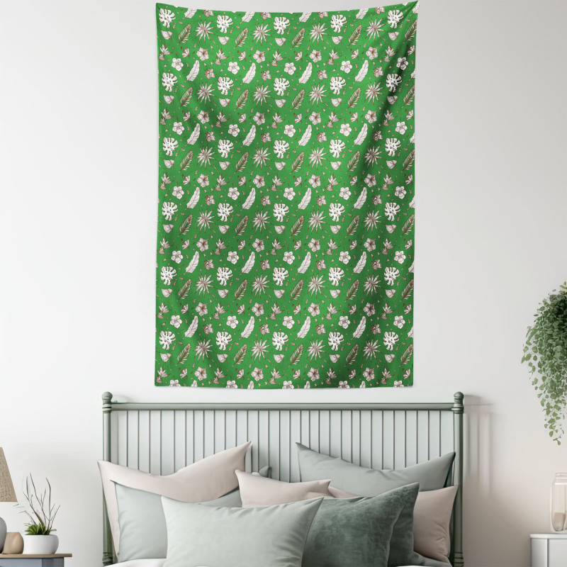 Hand Drawn Palm and Monstera Tapestry