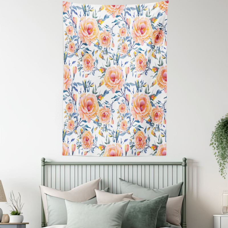 Blossoms with Aquarelle Effect Tapestry