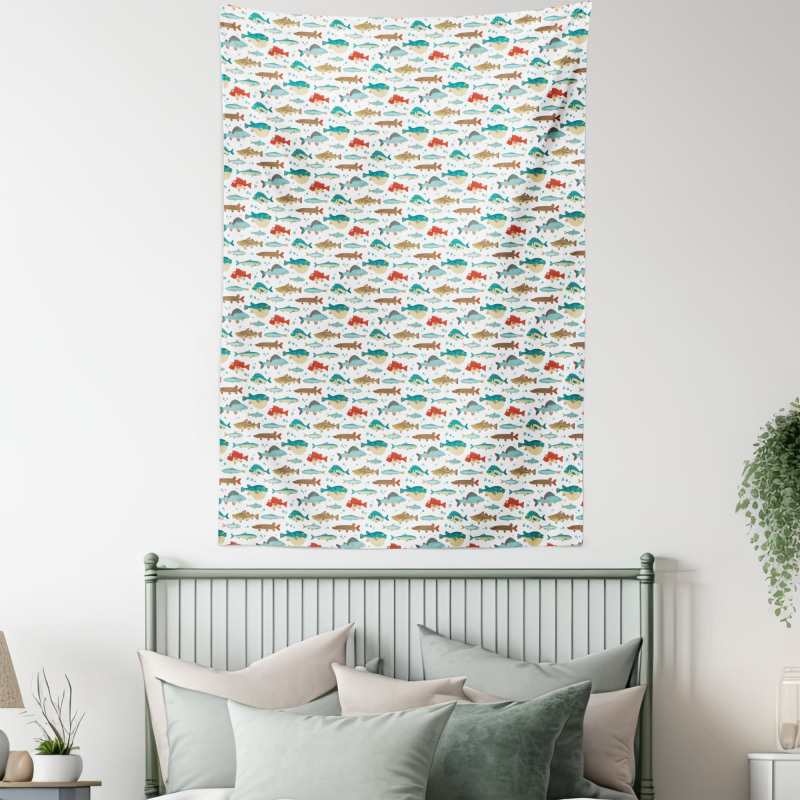 Colorful Ocean Animal Pattern Tapestry