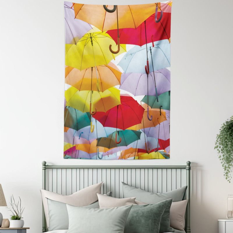 Hanged Vivid Umbrellas Tapestry