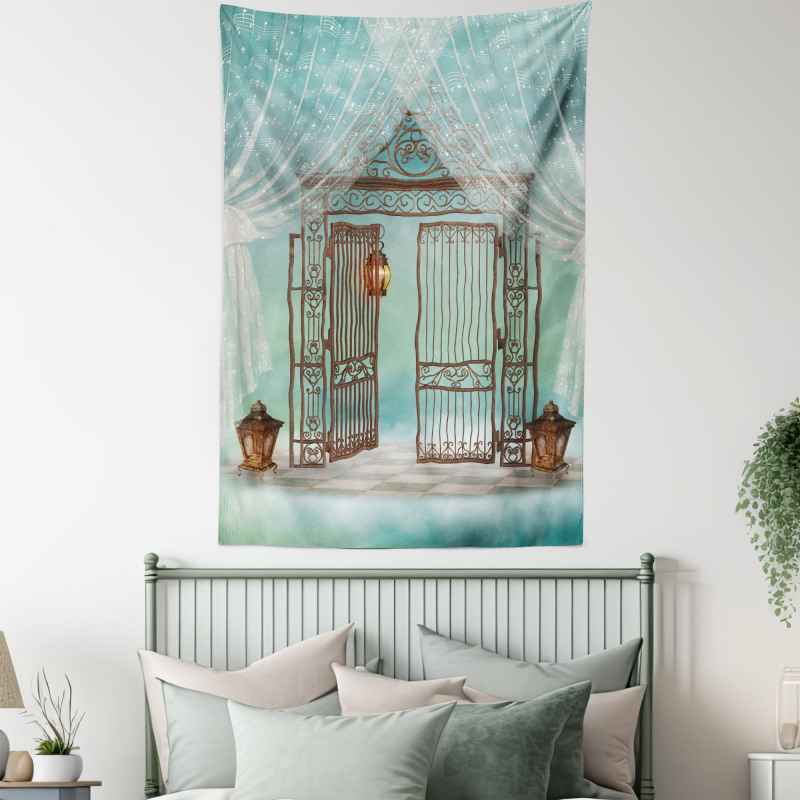 Old Gate and Curtain Tapestry