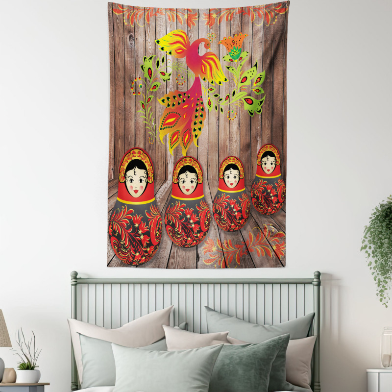 Folkloric Russian Dolls Tapestry