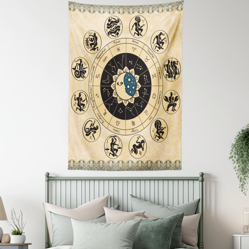 Mystic Horoscope Wheel Art Tapestry