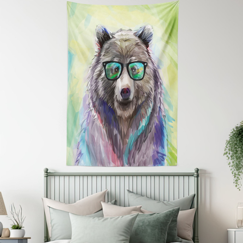 Colored Wild Bear Art Tapestry