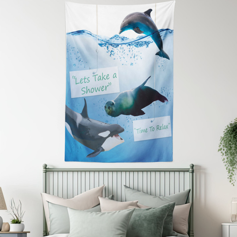 Whale Dolphin and Seal Sea Tapestry
