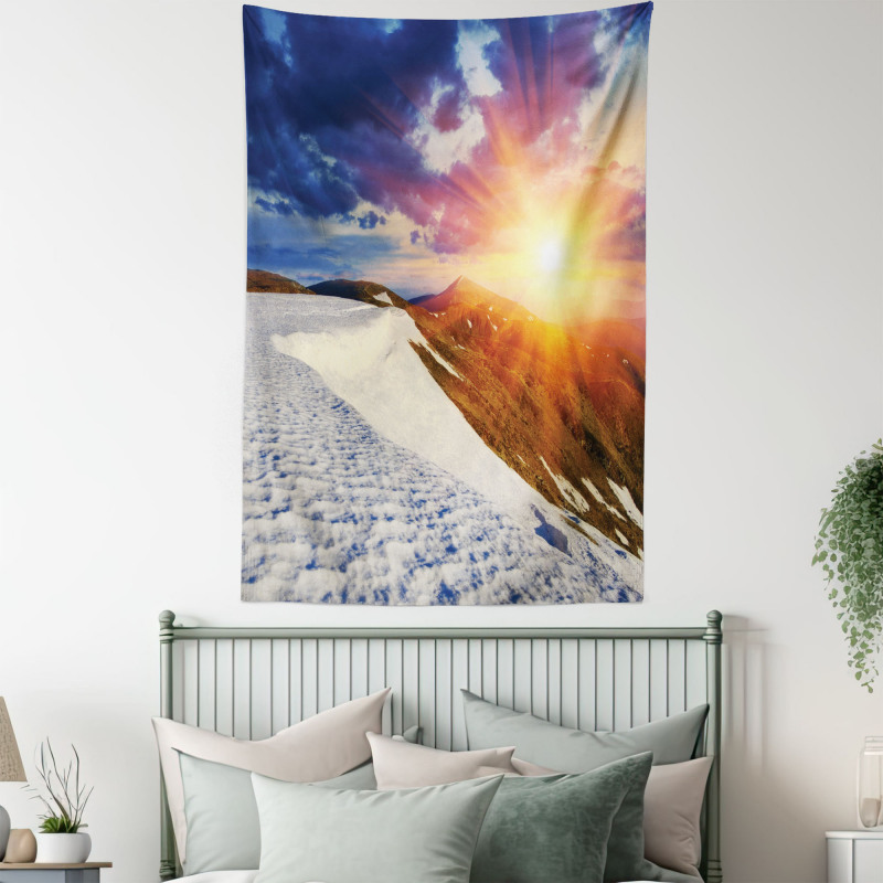 Snowy Sunny Mountains Tapestry