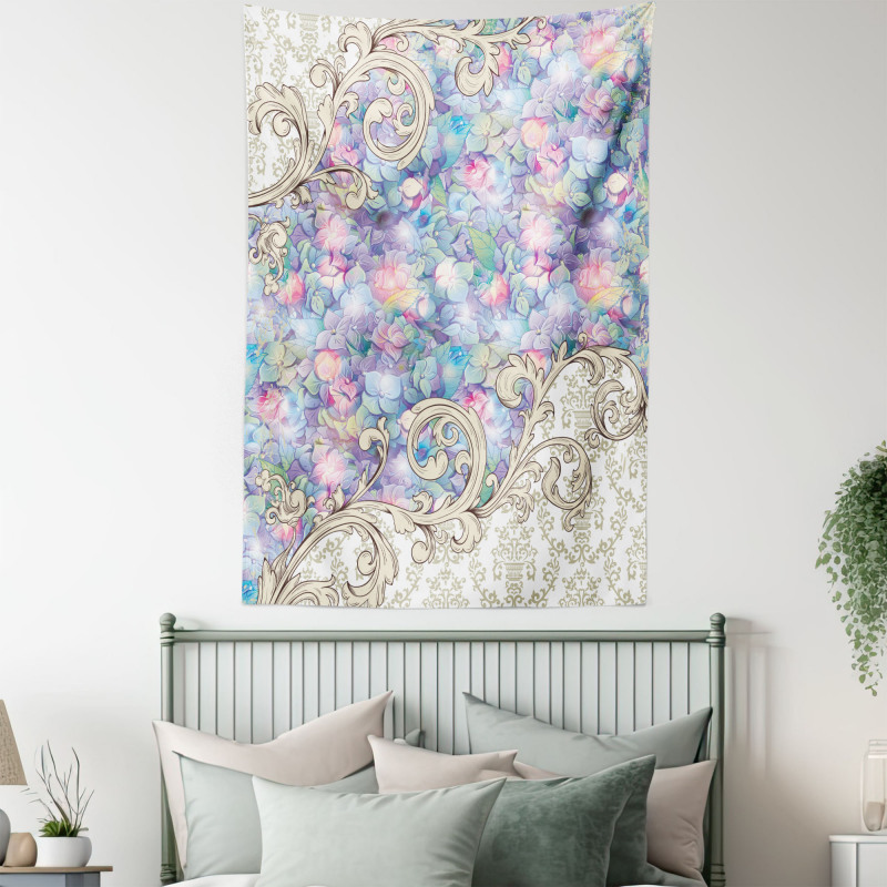 Baroque Hydrangeas Swirls Tapestry