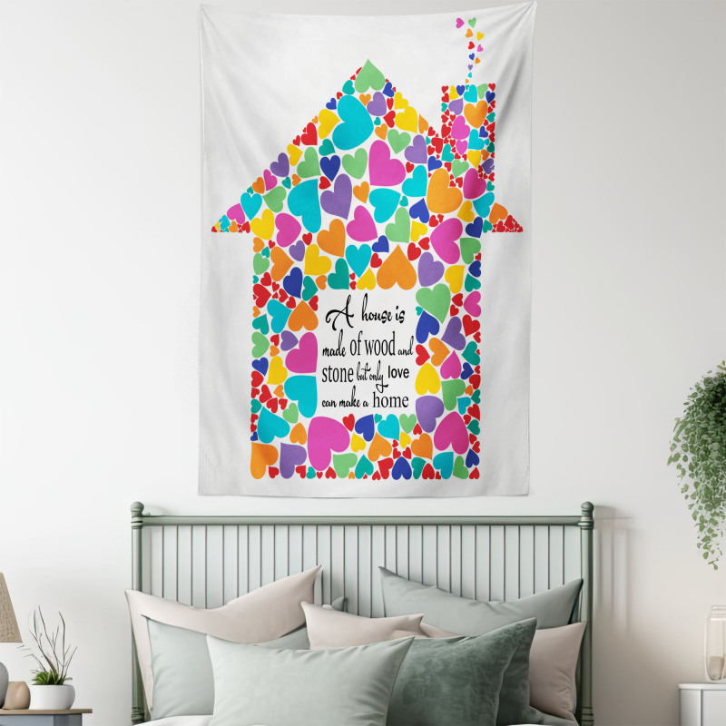 House with Hearts Home Love Tapestry