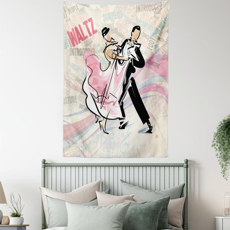 Romantic Dancing Couple Words Tapestry