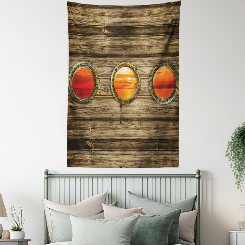 Rustic Wooden Ship Tapestry