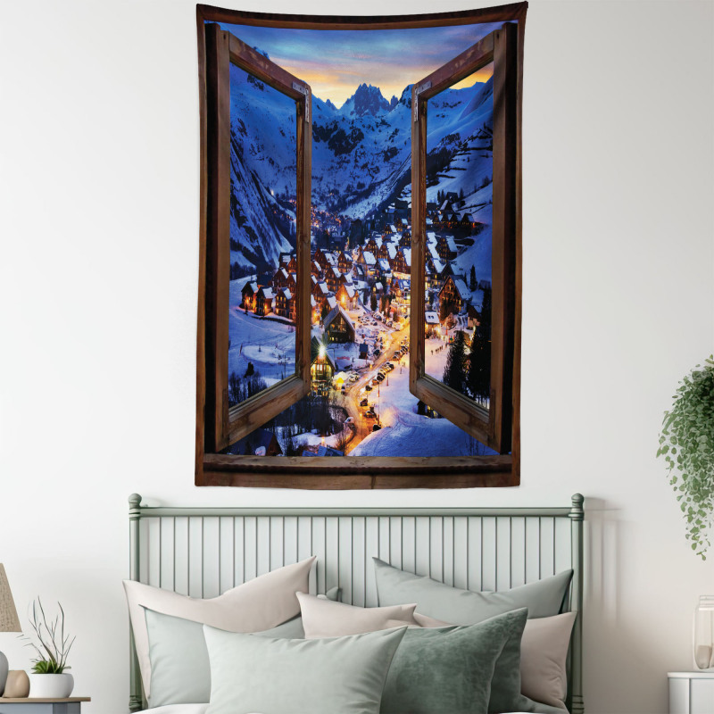 Winter Season Town Tapestry