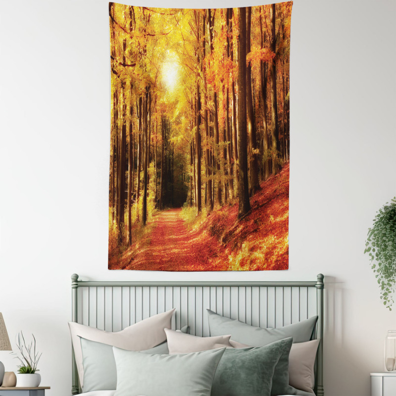 Fall Trees at Sunset Woods Tapestry