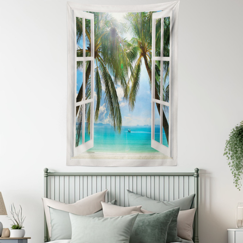 Window to the Exotic Beach Tapestry