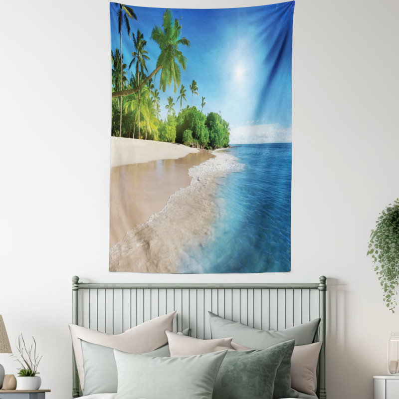 Suuny Ocean Palm Trees Tapestry