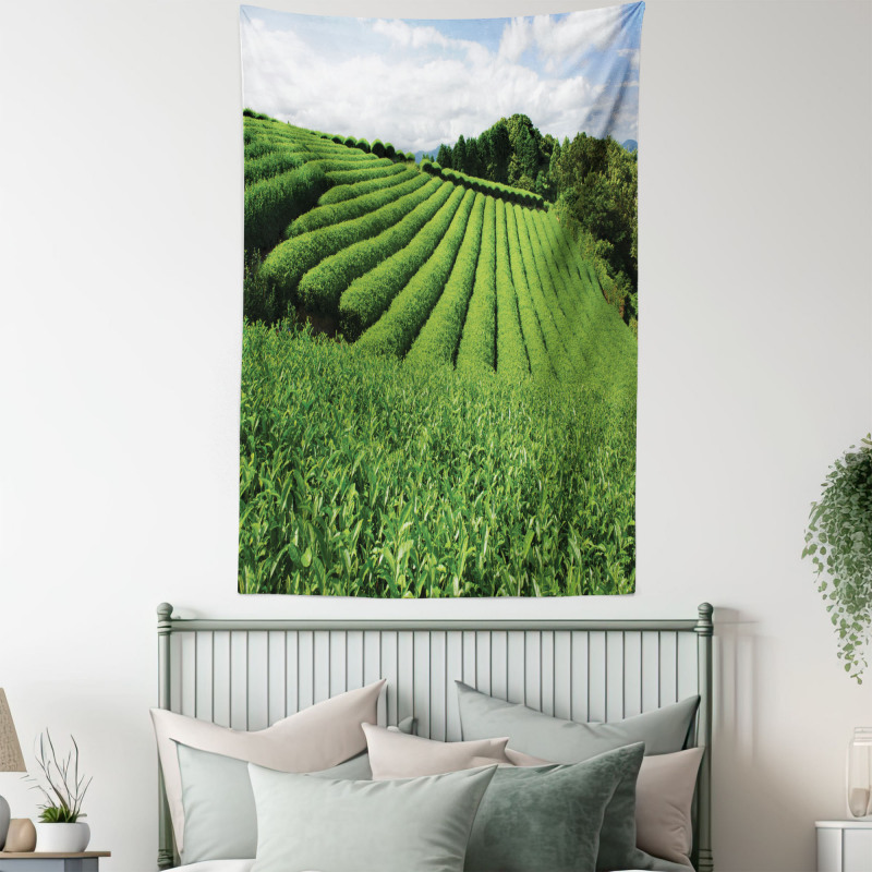 Sunny Landscape Tea Fields Tapestry