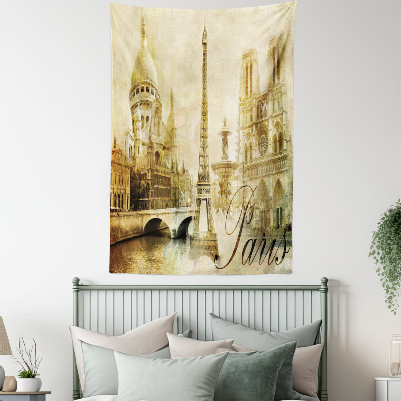 Vintage Style Landmarks Photo Tapestry