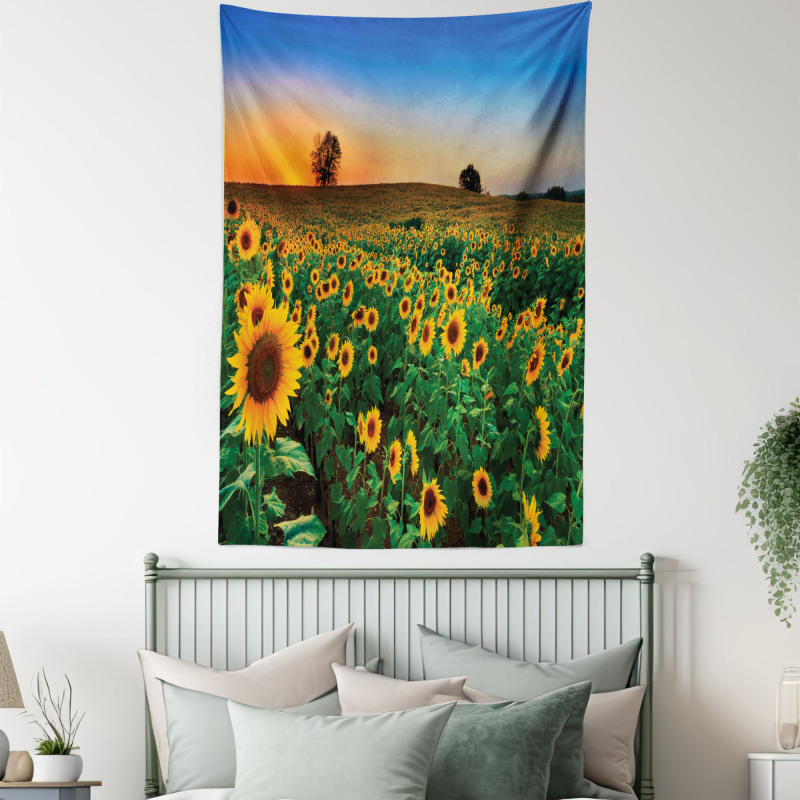 Flower Field at Sunset Tapestry