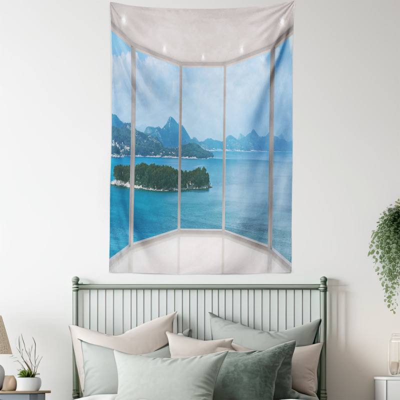 Seascape View from Window Tapestry